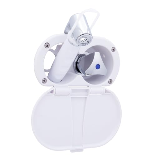 Ambassador Marine Trinidad- Transom Shower (Cold Only), Arctic White Cup & Lid, Hammer-Head Arctic White Sprayer, 10' White Rubber Hose, Chrome Trinidad Handle - 136-0214-AW-W