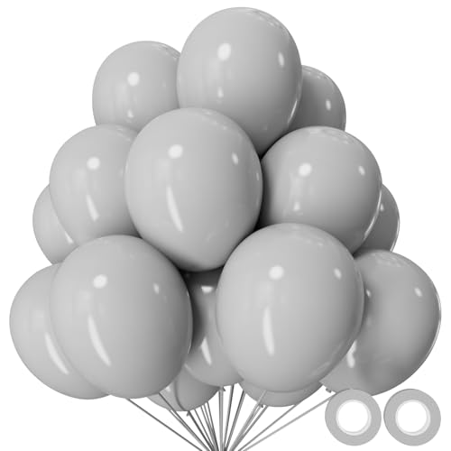 110pcs Grey Balloon 12 inch Grey Latex Balloons for Birthday Party Baby Shower Wedding(with 2 Ribbons).