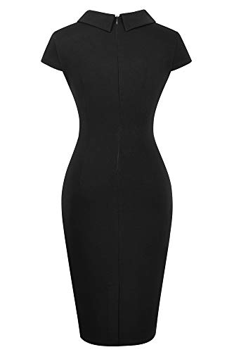 HOMEYEE B574 Vintage Revers Geplooide Bodycon Business Potloodjurk voor dames - Image 4