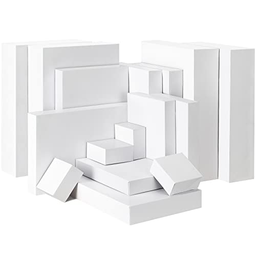 Moretoes 16 Stück weiße Geschenkboxen mit Deckel, verschiedene Größen, 10,2 cm tiefe Bademantelboxen zum Verpacken von Weihnachtsgeschenken, Kleidung, Feiertagen, Geburtstagsgeschenken Cover