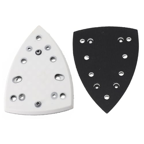 Whychstore Lot de 2 patins de ponçage triangulaires en mousse de nylon PU avec 7 trous, compatible avec ponceuse DTS 400 REQ, 148 x 98 mm