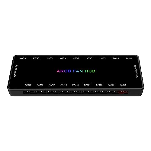 Image of SHAKING TANK ARGB and PWM Fan hub,9 Ports RGB Hub,1 to 9 Multi Way Magnetic backplane Splitter 5V /3PIN Case Fan Hub Adapter PWM ARGB Fan Black