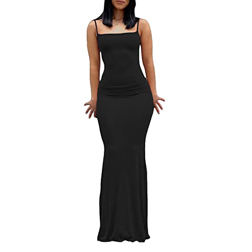 Image of Women Backless Maxi Dress Sexy Spaghetti Straps Long Bodycon Cocktail Party Dresses