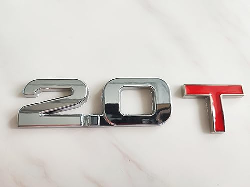 Image of 2X 2.0T Emblem 3D Emblem Decal Sticker Suitable for Cars and Trucks (Silver Red)