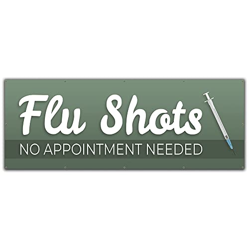 Flu Shots No Appointment Needed | 48" X 120" Banner | Heavy Duty 13oz. Outdoor Vinyl Single Sided with Grommets | Made in The USA