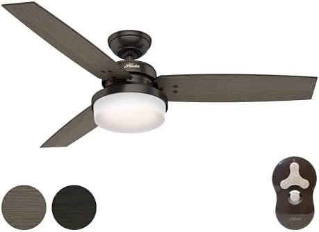 Hunter Fan 52 inch Contemporary LED Ceiling Fan and Remote Control in Premier Bronze (Renewed)