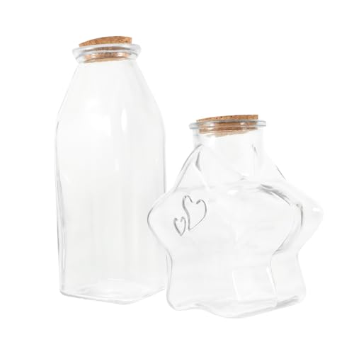 HOOTNEE 2piezas Botellas De Vidrio Tapón De Corcho Frascos Vacíos Para Botellas De Deseos Decorativas Frascos Para y Decoración De Eventos