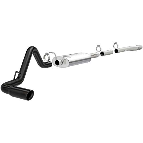 MagnaFlow Cat-Back Performance Exhaust System Street Series 15359 - Stainless Steel 3in Main Piping, Single Passenger Side Rear Exit, Black Coated 4in Exhaust Tip - Truck Performance Exhaust Kit