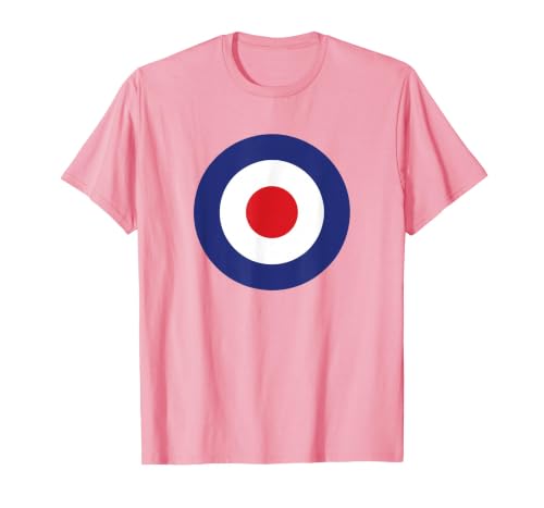 Mod Target Circle Music Logo | Retro Air Force RAF Roundel T-Shirt, Men, Pink, Large