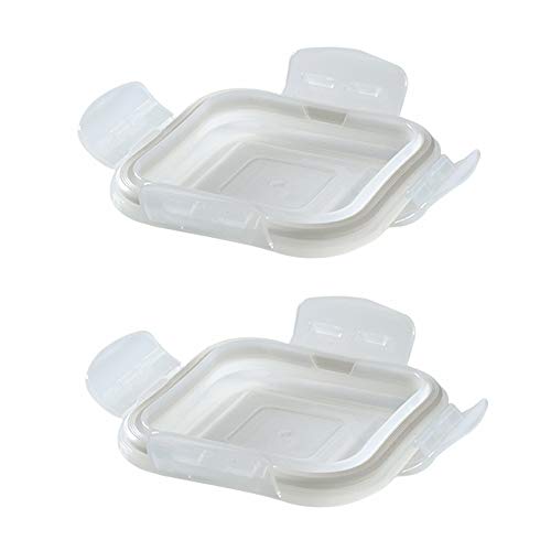 Image of Borosil Square Glass Container Lid with Gasket, 320ml, Set of 2