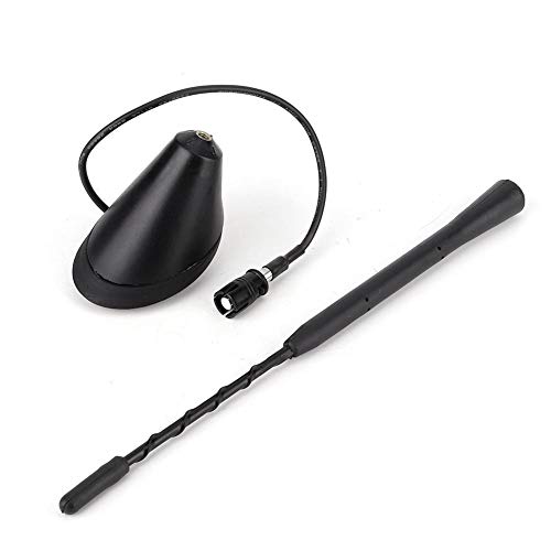 Qiilu Antenna per auto, Universal 9inch Auto Radio FM nera AM Antenna a spirale Antenna Asta con base