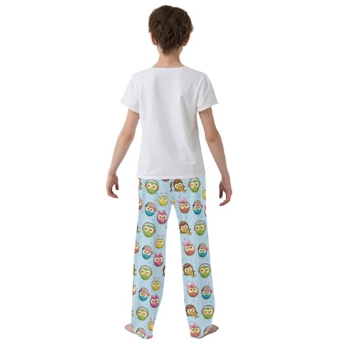 Cute Owl Boys Long Pants Soft Trousers Elastic Waist Kids Lounge Bottoms with Pockets S-XL3