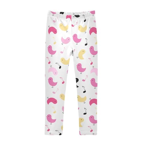 Birds and Note Girls Leggings,Workout Leggings for Girls Toddler Athletic Leggings Size for 3-10T