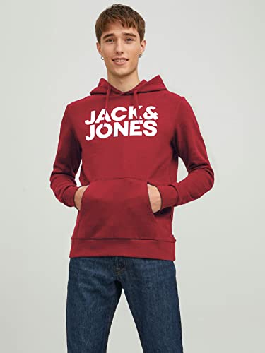 JACK & JONES Herren JJECORP Logo Sweat Hood, Rio Red/Large Print/W White, XL – Ansicht 2