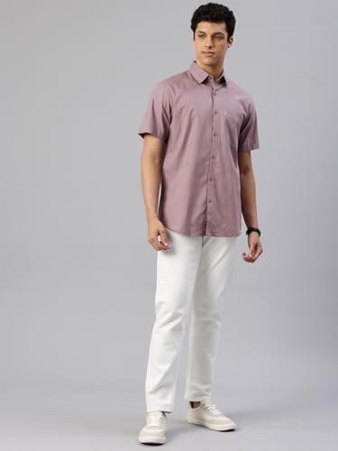 Image of Majestic Man Men's Pure Cotton Dobby Weave Checks Slim Fit Half Sleeve Casual Shirt