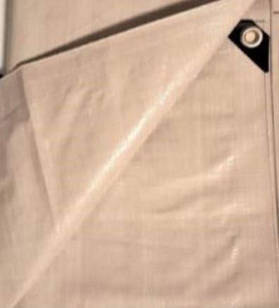 10' x 24' Tan Beige Heavy Duty Waterproof 12 mil Poly Tarp with Grommets (Finished Size Approx. 9'6