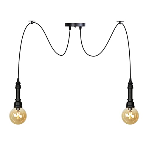 Lustre industriel en verre ambré et finitions haut de gamme pour suspension LED