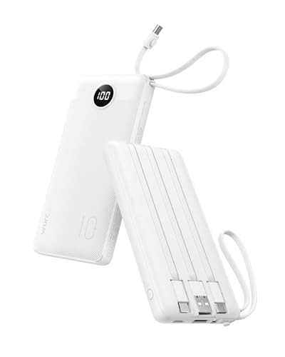 VRURC 10000mAh Power Bank – Built-in Cables, 5 Outputs