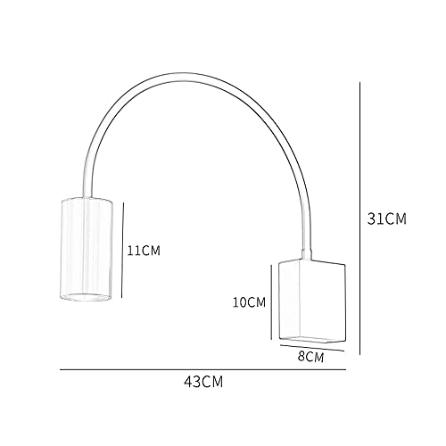 Lámpara de pared de lectura E27 con brazo móvil horizontal para cabecero de cama 4