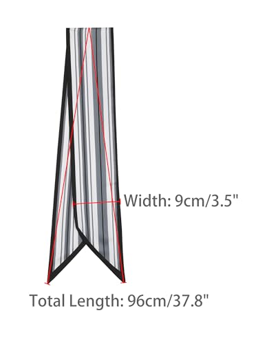 Women Stripes Contrast Color Skinny Long Scarves, Satin Silky Ribbon Hair Band Neckerchief Neck Scarf3