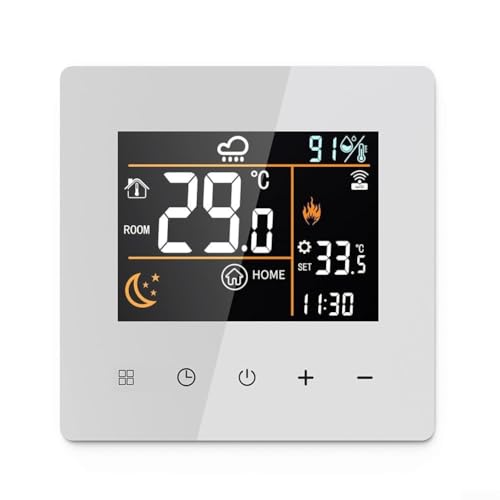 Termostato programable WiFi con Pantalla LCD y protección anticongelante, para Sistemas de calefacción Inteligentes Tuya (blanco-3A)
