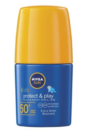NIVEA Kids Protection & Care Roll-On Sun Lotion 50 ml / 1.69 fl oz – Portable Roll-On Format, Extra Water Resistant, Lightweight Texture, Easy Application for Children