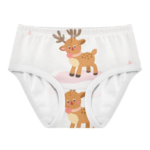 Girls' Underwear Soft Touch Organic Underpants for Kids Reindeer in Sizes 2T,3T, 4T, 5T, 6Y and 8Y