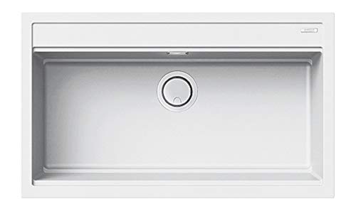 ELLECI LKB36096 Best 360 Évier de Cuisine encastré en KERATEK, Blanc