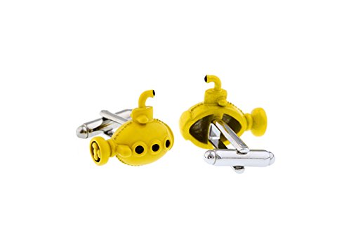 MRCUFF Submarine Yellow Sub Pair Cufflinks in a Presentation Gift Box & Polishing Cloth3