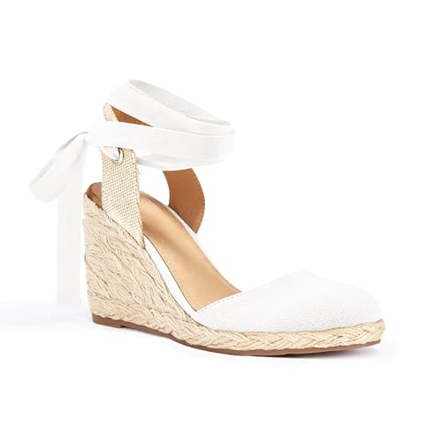 Image of Juliet Holy Womens Lace up Espadrilles Closed Toe Wedges Sandals Strappy Slingback Platform Heels