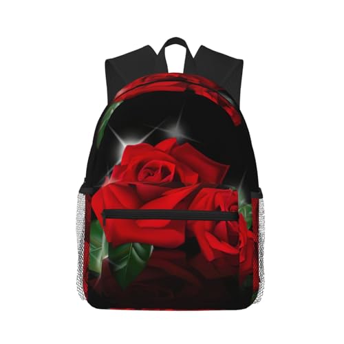 Sac à dos ordinateur roses rouges avec compartiment de travail renforcé