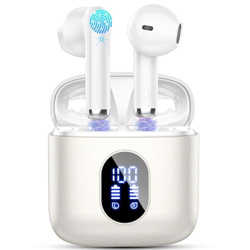 Auriculares Inalámbricos Bluetooth, Auriculares Bluetooth 5.4 HiFi Estéreo, 32H Cascos Inalambricos Bluetooth con ENC Reducción de Ruido, Pantalla LED, USB-C, Control Táctil,IP7 Impermeable Audifonos