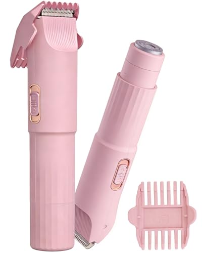 DERMAWAVE Electric Bikini Trimmer & Shaver 2.0 for Women 2 in 1 Dual-Head Electric Razor Epilator for Body Pubic Hair Facial Hair