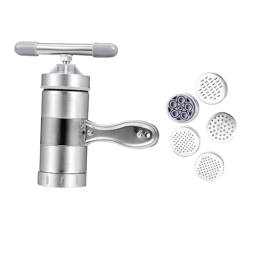 STOBAZA Stainless Steel Manual Noodle Maker Pasta Press Machine with Noodle Moulds for Home Use Easy to Use Kitchen Tool for DIY Noodle Making