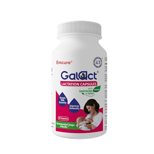 Image of Galact Lactation Capsules - Breast Milk Booster & Lactation Supplement for Breastfeeding | Infused with Shatavari & 6 Natural Herbs | Increases Breast Milk Quantity | Pack of 60 Capsules