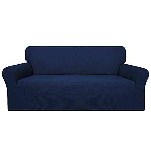 Image of Easy-Going 100% Waterproof Couch Cover, 3 Cushion Oversized Sofa Cover | Leakproof Sofa Slipcover, Stretch Jacquard Furniture Protector Against Stain Spill from Kids, Pets, Dog, Navy