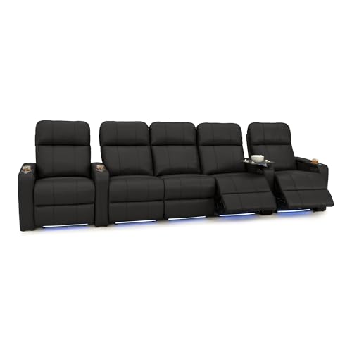 Image of Seatcraft Monterey Home Theater Seating Black Row of 5 Middle Sofa