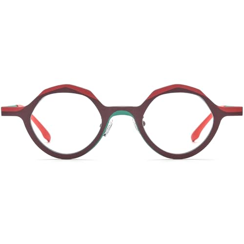 Image of FONEX Colorful Pure Titanium Glasses Frame Women Retro Round Eyeglasses