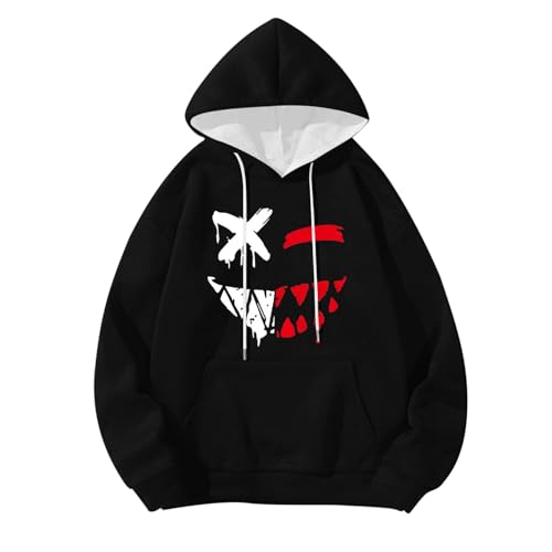 Mens Graphic Hoodies Winter Smil Ey Face 3D Print Sweatshir Soft Fall Winter Fashion Casual Tops Loose Trendy Clothes