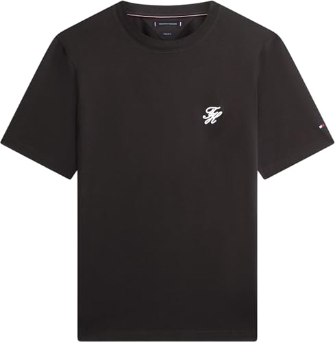 Tommy Hilfiger Herren T-Shirt Kurzarm Script Monogram aus Baumwolle, Schwarz (Black), S – Ansicht 6