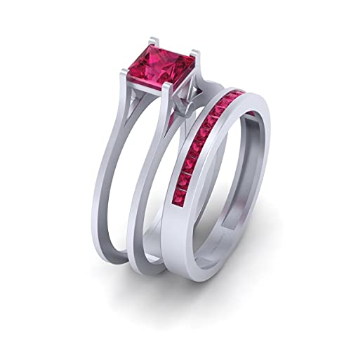 Bague princesse argent sterling 925 rubis rose synthétique pour femme éclatant