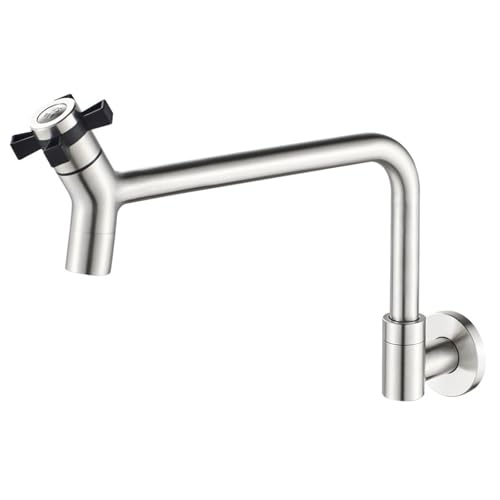 Robinet d'évier mural eau froide avec tube d'extension flexible et poignée en croix de cuisine
