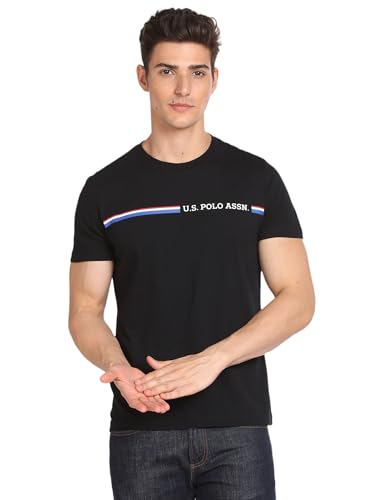 Image of U.S. Polo ASSN. Knitted Cotton T-Shirts for Men - 100% Cotton, Breathable & Comfortable, Half Sleeves Mens Casual T Shirts