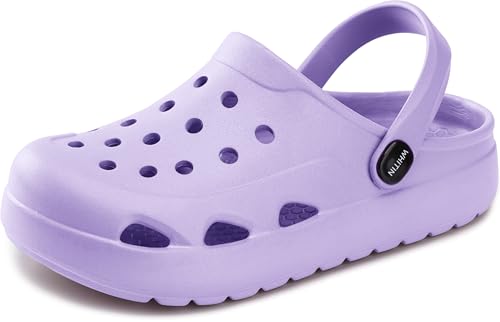 WHITIN Womens Clogs with Arch Support Clogs and Mules Slip On House Home Garden Shoes Outdoor Beach Size 7 Washable Quick Dry Nurse Sandals Slides Zuecos para Mujer Purple 39