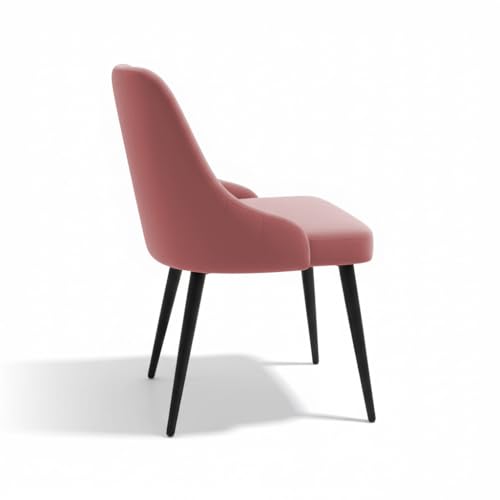 Image of Finch Fox Taskpro Modern Unique Velvet Upholstered Seating Living Room Dining Chair with Black Metal Legs in Pink Color (Set of 4)