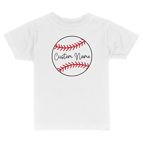Baseball Custom Name Personalized Toddler Kids T-Shirt 4T White