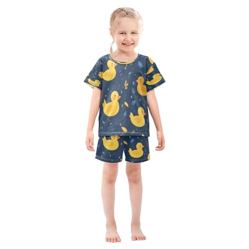 senya Duck Cartoon Swimming Summer Pajamas Set Short Cotton Sleepwear 2 Piece3