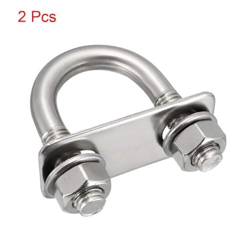Image of TA-VIGOR 2 Sets M10 Round U Bolts, 27mm Inner Width 58mm Length 304 Stainless Steel U Bolts with Nut, Plate, Washer for Attaching Pipe, Conduit, Cable, Tube, Brackets, Boat and Trailer