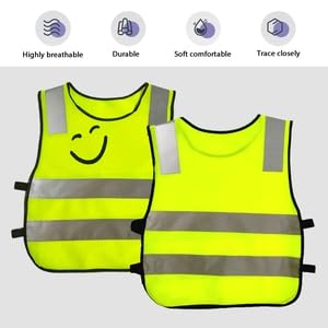 2 Odblaskowe Kamizelki dla Dzieci, 2 Odblaskowe Tagi, Kamizelka Odblaskowa, Ochrona w Nocy, Zielony, 42*47cm