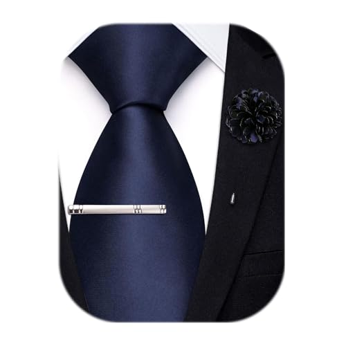 Image of Hi-Tie Men's Extra Long Solid Satin Tie Set 63 Inch /70 Inch Formal Necktie
